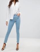 Asos Ridley High Waist Skinny Jeans In Ariel Bright Light Stone Wash - Blue