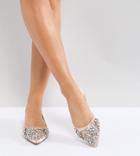 Asos Violet Wide Fit Embellished Ballet Flats - Beige
