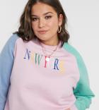 Daisy Street Plus Oversized Color Block Raglan Sweatshirt With Vintage New York Print-pink