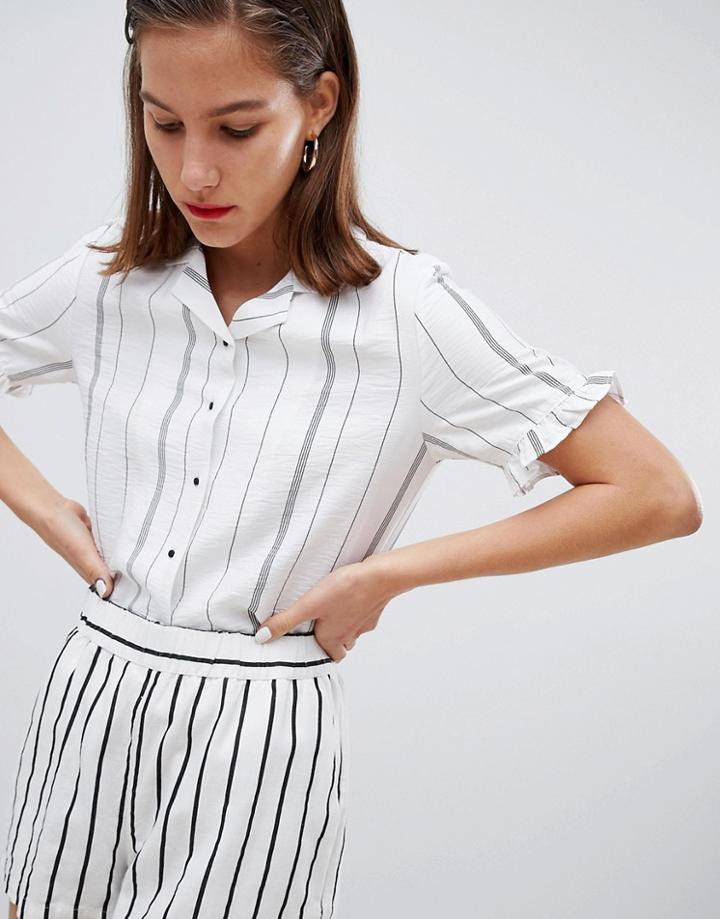 Mango Stripe Frill Sleeve Blouse - Multi