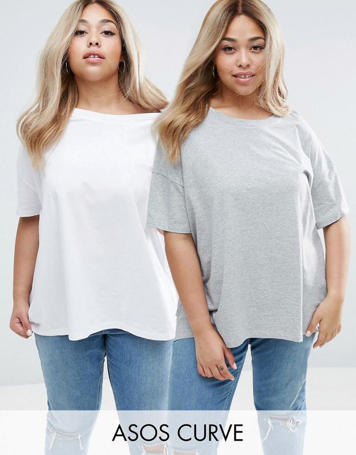 Asos Curve Super Oversized T-shirt 2 Pack - Multi