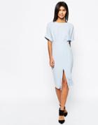 Asos Wiggle Dress With Split Front - Blue