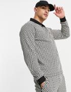 Asos Design Smart Jacquard Sweatshirt In Monochrome - Part Of A Set-black