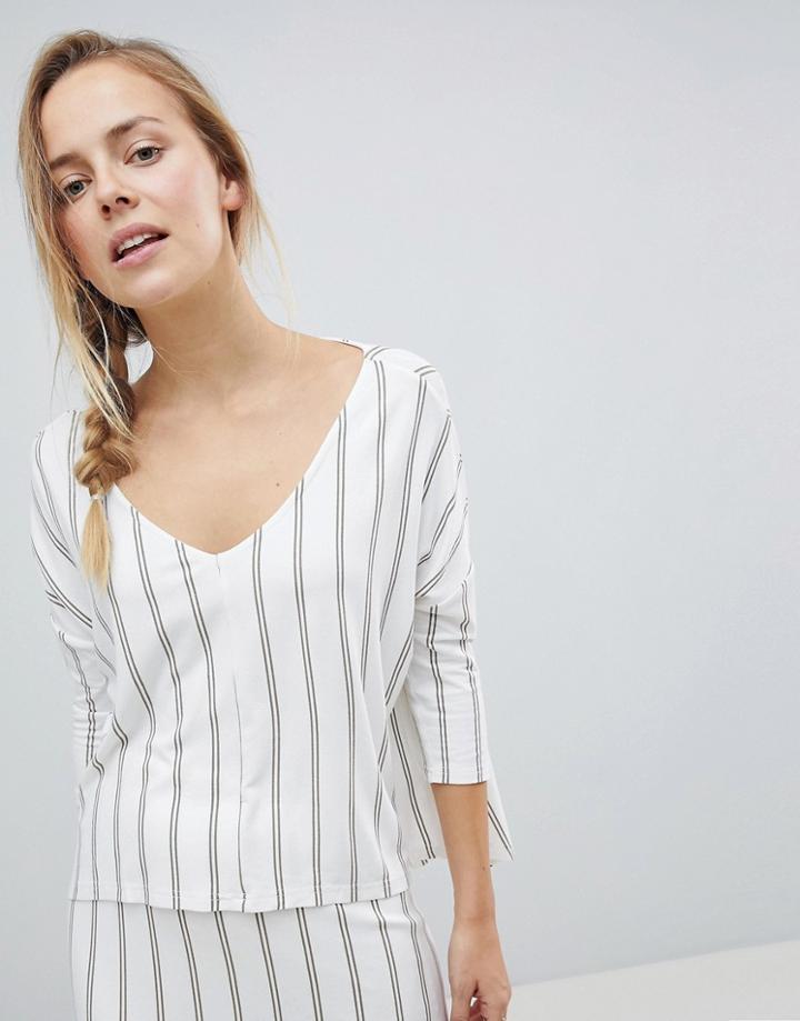 Bellfield Valeri Pinstripe High Low Top - White