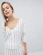 Bellfield Valeri Pinstripe High Low Top - White