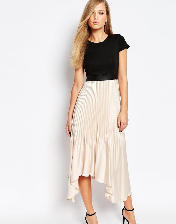 Coast Toola Fluid Midi Dress In Color Block - Mono