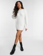 Pieces High Neck Knitted Dress In White