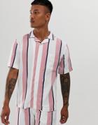 Nicce Two-piece Shirt With Stripe Print-pink