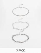 Pieces 3 Pack Chain Bracelets In Silver