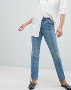Asos Design Petite Farleigh High Waisted Slim Mom Jeans In Rich Blue