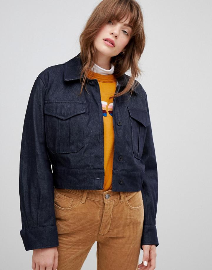 Kings Of Indigo Cropped Boxy Jacket - Navy