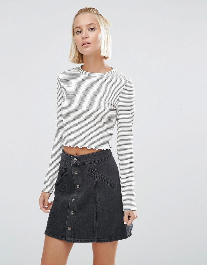 Asos Crop Top In Stripe Rib - Multi