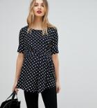 Isabella Oliver Polka Dot Top With Wrap Tie Waist - Black