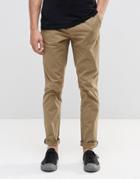 Pull & Bear Slim Fit Chinos In Sand - Tan