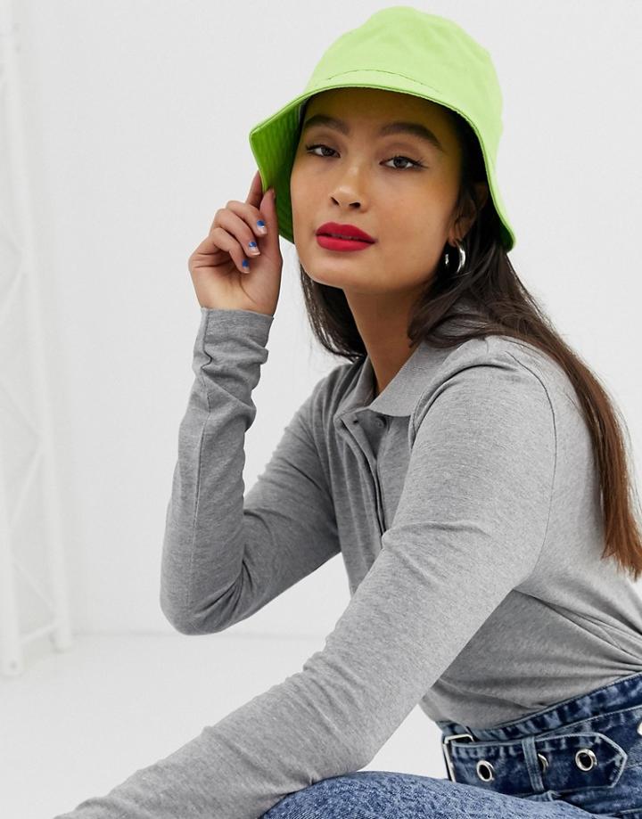 Asos Design Cotton Bucket Hat - Green
