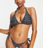 Ivory Rose Fuller Bust Mix And Match Triangle Bikini Top In Black Polka Dot-multi