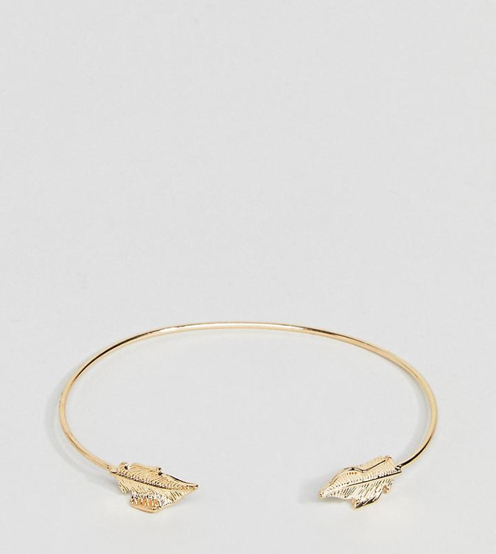 Asos Curve Delicate Leaf Cuff Bracelet - Gold