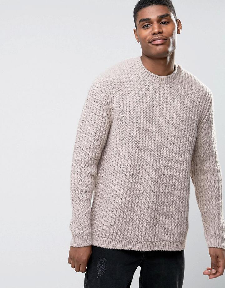 Asos Relaxed Fit Sweater In Beige - Beige