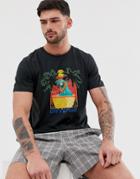 Jack & Jones Originals T-shirt With Novelty Parrot Graphic - Black