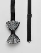 Asos Sequin Bow Tie In Black - Black