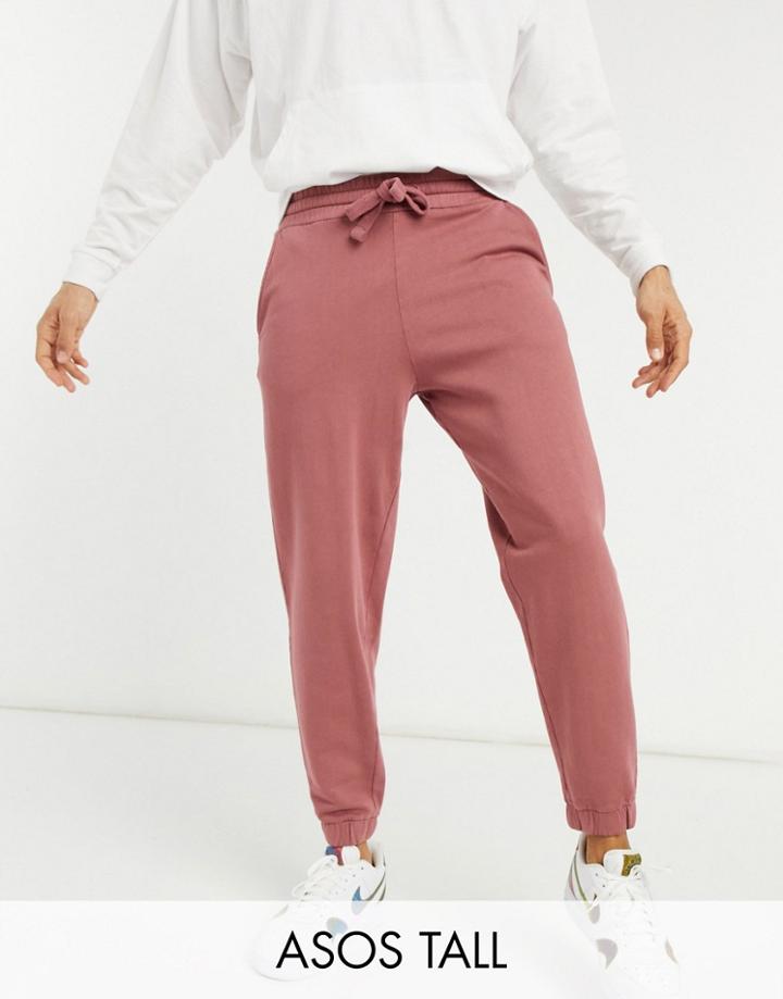 Asos Design Tall Set Oversized Sweatpants In Washed Berry-purple