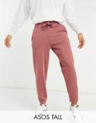 Asos Design Tall Set Oversized Sweatpants In Washed Berry-purple
