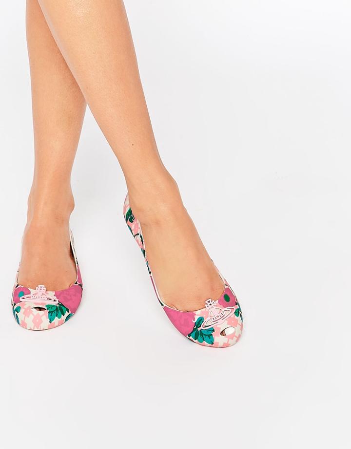 Vivienne Westwood For Melissa Rose Print Ultragirl Wedge Shoes - Pink Flower Orb
