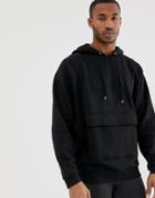 Asos Design Oversized Hoodie In Black With Map Pocket - Black