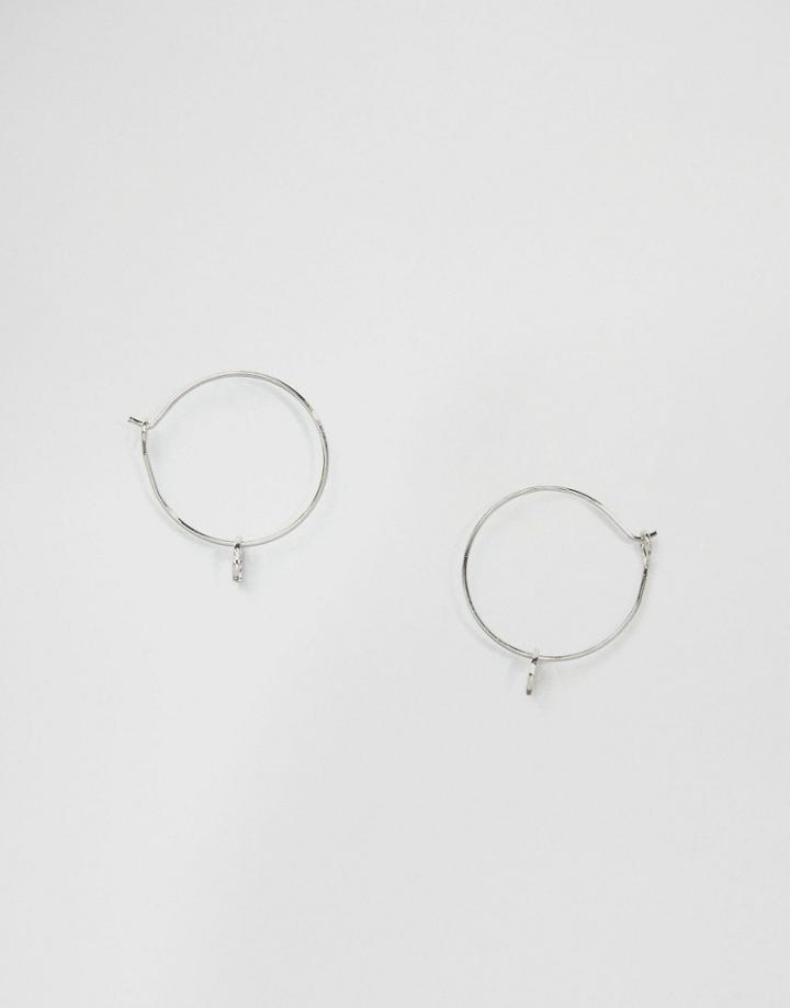 Asos Crescent Charm Hoops - Silver