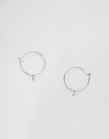 Asos Crescent Charm Hoops - Silver