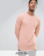 Asos Tall Oversized Textured Sweater With Slouchy Sleeves - Pink
