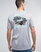 Asos Longline T-shirt With Panther Print - Gray