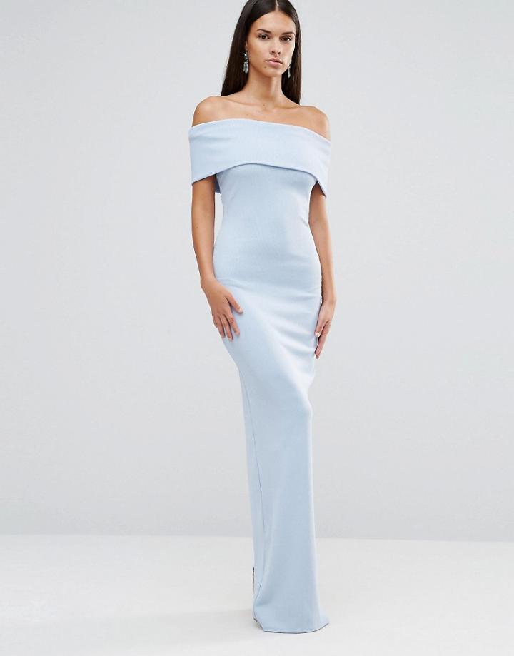 City Goddess Bandeau Maxi Dress With Split Detail - Blue