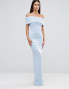 City Goddess Bandeau Maxi Dress With Split Detail - Blue