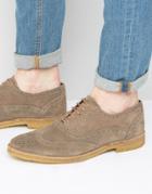 Walk London Duke Suede Oxford Brogue Shoes - Gray