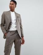 Selected Homme Slim Fit Suit Jacket In Brown Check - Brown