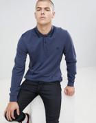 Fred Perry Long Sleeve Twin Tipped Polo In Steel Blue - Gray