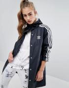 Adidas Three Stripe Hooded Rain Jacket - Black