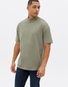 New Look Oversized Turtle Neck T-shirt In Light Khaki-green