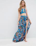 Asos Maxi Beach Skirt Co-ord In Tapestry Floral - Multi