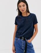 Noisy May Becca Short Sleeve Cropped T-shirt-navy