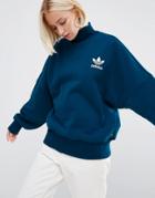 Adidas Originals High Neck Sweatshirt With Trefoil Logo - Blue