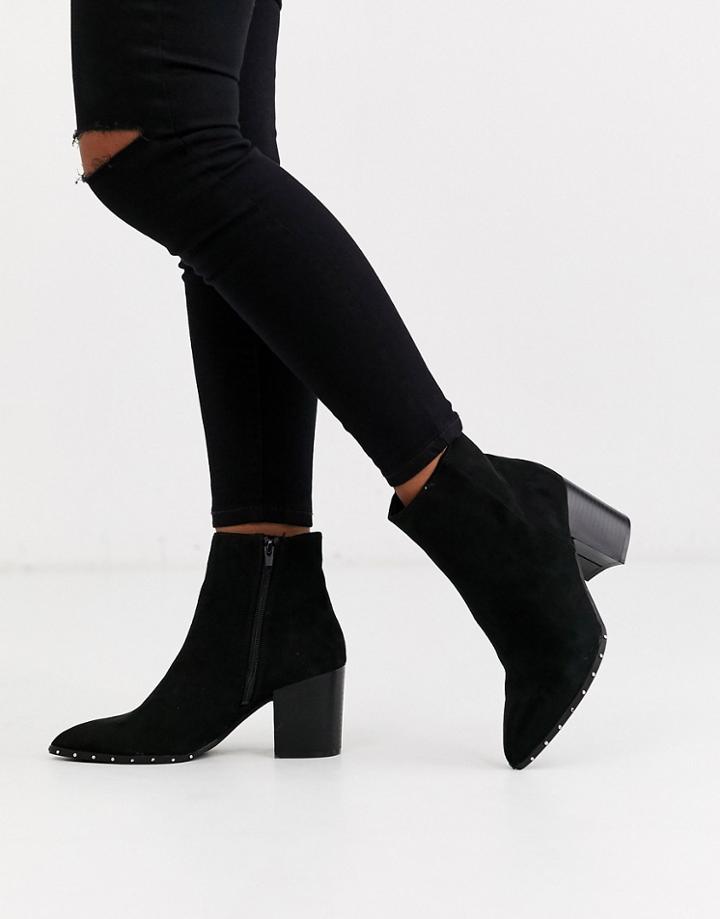 New Look Studded Rand Heeled Boot In Black