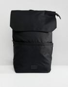 Asos Design Backpack In Black With Top Flap And Internal Laptop Pouch - Black