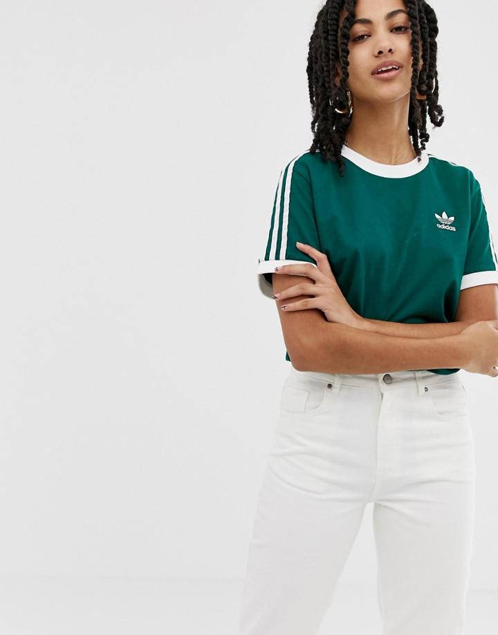 Adidas Originals Adicolor Three Stripe T-shirt In Green - Green