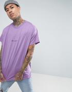 Mennace T-shirt In Purple With Embroidered Logo - Purple
