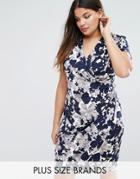 Uttam Boutique Plus Wrap Dress In Floral Print - Multi