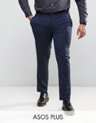 Asos Plus Skinny Suit Pants In Navy - Navy