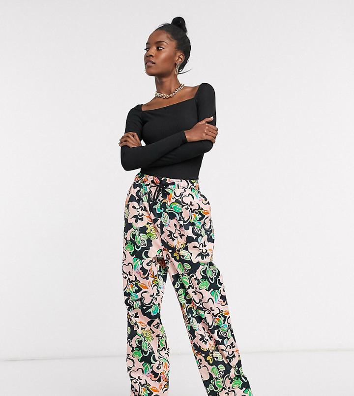Collusion Unisex Hawaiian Floral Print Pants-multi