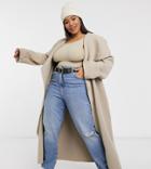 Asos Design Curve Scuba Waterfall Skater Coat In Mink-brown